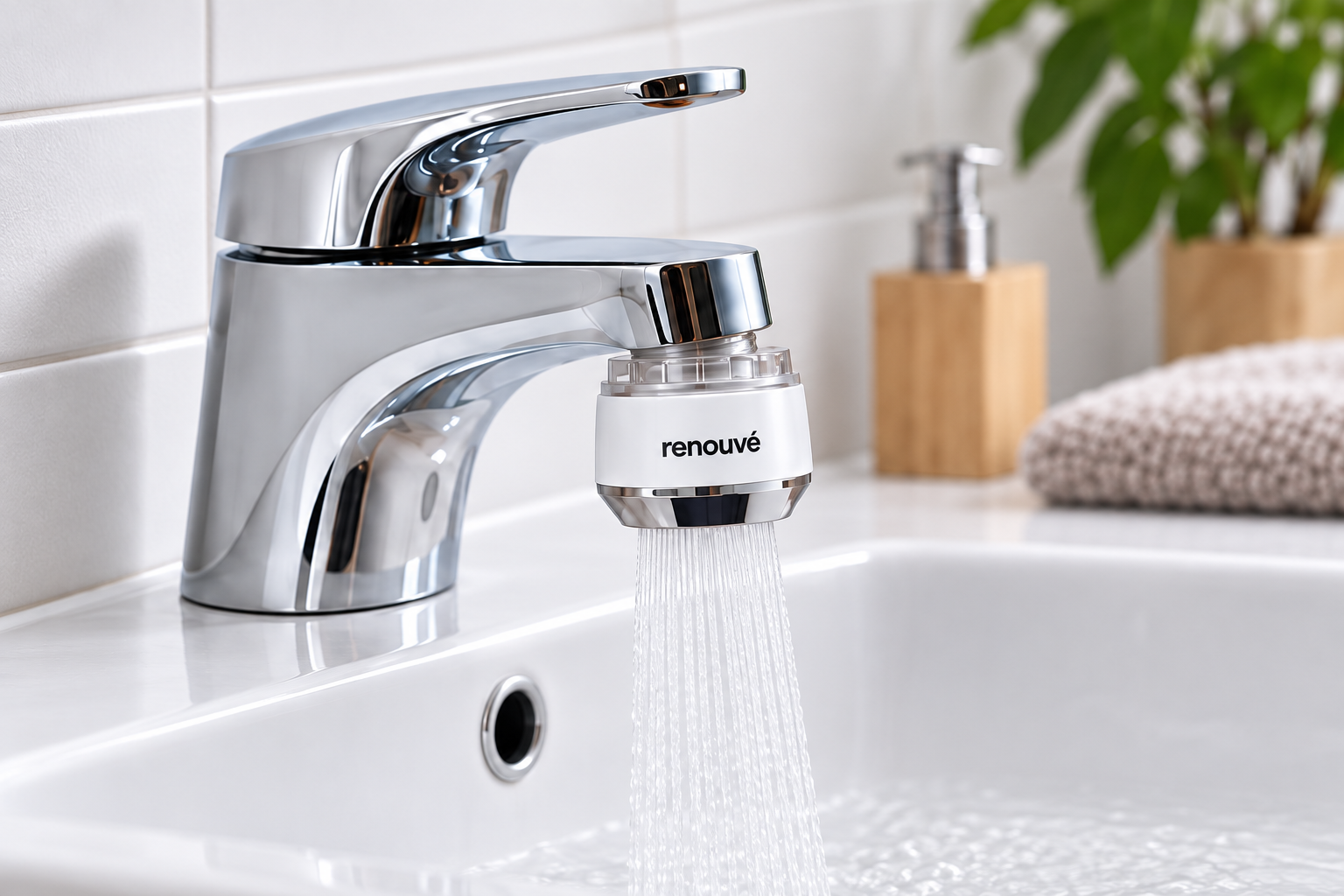 Gefiltertes Wasser fließt aus dem renouvé Filter